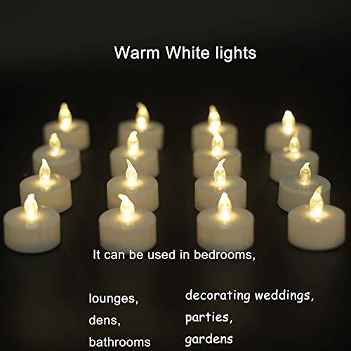 YIWER unidades LED Velas CR2032 pilas velas sin llama,Velas de té,Velas LED,Velas parpadeantes sin Llama,Velas Artificiales realistas a Pilas con Luz blanca cálida,24pcs