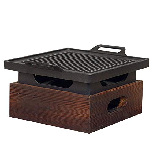 YLCJ Parrilla Barbacoa PortáTil, Estufa Alcohol Madera DoméStica JaponéS-Coreana, BBQ Parrilla,Utilizada para Mesa De Comedor Interior, Camping, Parrilla De JardíN Al Aire Libre-23 * 23 * 9.7 cm