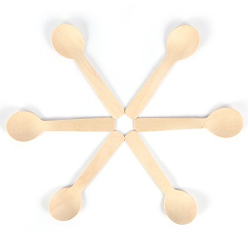 Yosoo Cucharas de Madera Desechables Eco-Friendly Cuchara de té de Helado 10 cm Cubiertos Cubiertos Bupplies, 100pcs