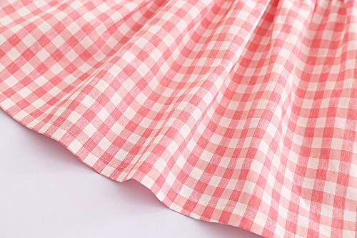 YWLINK AlgodóN Mezclado Bebe NiñA Verano Vestido Manga Corta PequeñO Vuelo Manga Plaid Impreso Arco Volver Halter Vestido Princesa Bebe Bautizo Fiesta Vestidos Casual Dulce Y De Moda 18 Meses-6 AñOs