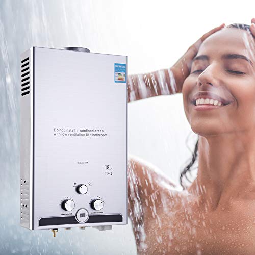 Z ZELUS 18L Calentador de Agua LPG Calentador de Agua Instantáneo 36KW Calentador de Agua de Gas Licuado de Petróleo sin Tanque (18L)