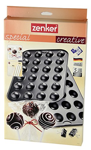 Zenker septiembre 24 Mould Cake Pops con Palos y Bolsas, Acero, Negro