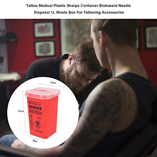 zroven 1 UNIDS Tattoo Medical Plastic Sharps Container Biohazard Aguja Eliminación 1L Caja de residuos para tatuajes Accesorios