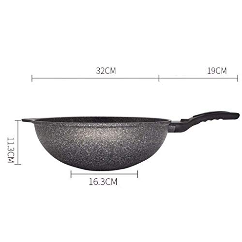 ZXYY Wok Sartén de Piedra maifan con Revestimiento Antiadherente, Mango de Silicona, sartén Antiadherente, Resistente a los arañazos, Multiusos, para Tortilla de Carne (tamaño: 32 cm)