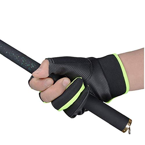 1 Par De Guantes De La Pesca Sin Dedos Expuesto Antideslizante De 3 Cortes En Los Dedos Al Aire Libre Impermeable Y Transpirable Antideslizante Caza Verde Negro