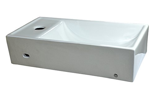 1 x Lavabo de cerámica pequeño rectangular para montaje en pared lavabo de cerámica 41 x 21,5