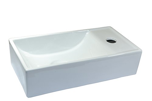 1 x Lavabo de cerámica pequeño rectangular para montaje en pared lavabo de cerámica 41 x 21,5