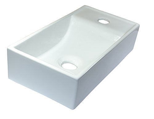 1 x Lavabo de cerámica pequeño rectangular para montaje en pared lavabo de cerámica 41 x 21,5