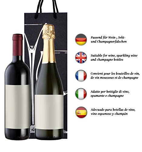 10 bolsas para botellas, bolsas de regalo para vino, prosecco y champán 40 x 12 x 9 cm - copas de plata