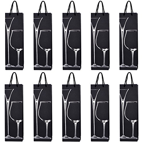 10 bolsas para botellas, bolsas de regalo para vino, prosecco y champán 40 x 12 x 9 cm - copas de plata