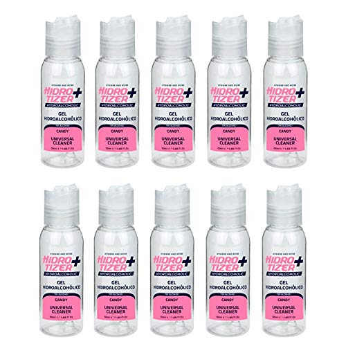 10 x Gel Hidroalcoholico 50ml Fragancia Chuches con 70% de Alcohol | Higienizante de Manos | Hidrogel para el bolsillo