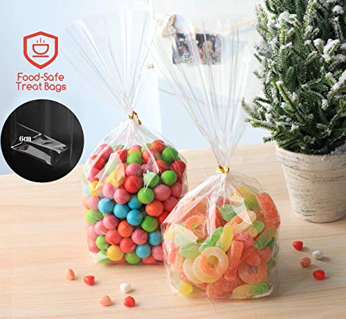 100 piezas Bolsas de Celofán Transparentes para Caramelos, Bolsas Plastico OPP de Regalos Galletas Chuches 10 x 16 cm, para Regalo Bolsa, Bolsa de Dulces, Chocolate, Galletas