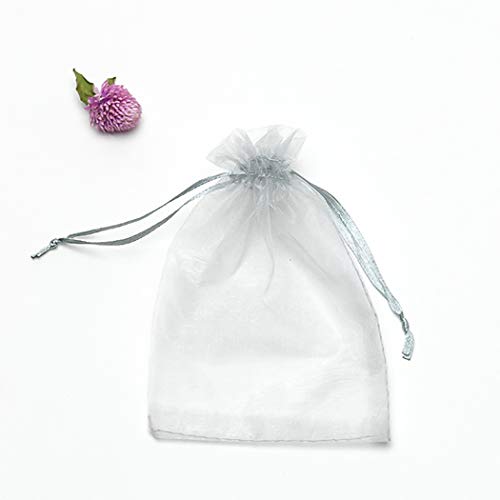 100 Piezas Bolsas de Organza para Boda Bolsitas Transparentes para Joyas Regalos Recuerdos Caramelos Dulces Fiestas 13 x 18cm Color Gris