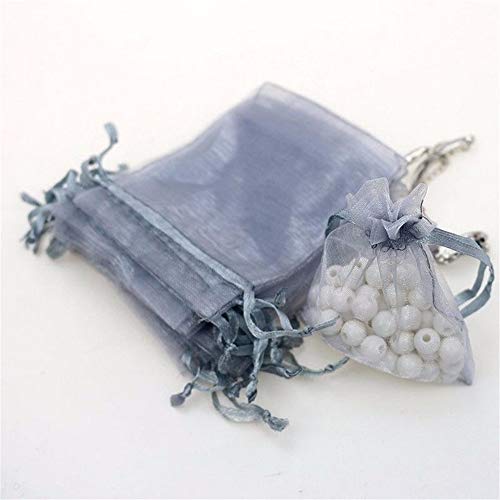 100 Piezas Bolsas de Organza para Boda Bolsitas Transparentes para Joyas Regalos Recuerdos Caramelos Dulces Fiestas 13 x 18cm Color Gris