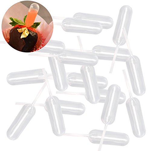 100 unidades de 4 ml desechables de plástico transparente para tarta de pasteur o pipeta de zumo, pipetas de transferencia de zumo, mini inyector de sabor para chocolate fresas heladas