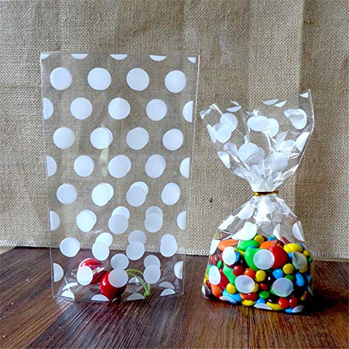 100 Unids Bolsas Para Tratar Alimentos Puntos Bolsas De Envases De Plástico Transparente Bolsas De Favor De Fiesta De Panadería Para Panadería Galletas Dulces Postre (white)