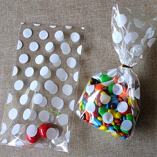 100 Unids Bolsas Para Tratar Alimentos Puntos Bolsas De Envases De Plástico Transparente Bolsas De Favor De Fiesta De Panadería Para Panadería Galletas Dulces Postre (white)