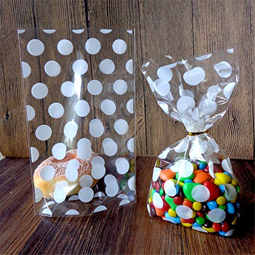 100 Unids Bolsas Para Tratar Alimentos Puntos Bolsas De Envases De Plástico Transparente Bolsas De Favor De Fiesta De Panadería Para Panadería Galletas Dulces Postre (white)