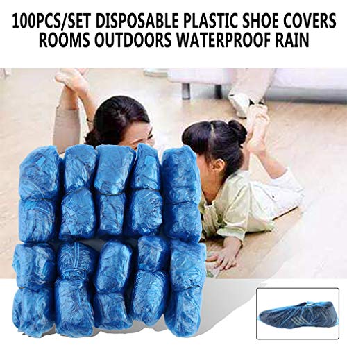 100 Unids / set Desechables Cubiertas de Zapatos de Plástico Habitaciones Al Aire Libre Impermeable Bota de Lluvia Carpet Limpio Hospital Cubrezapatas Kits de Cuidado de Zapatos