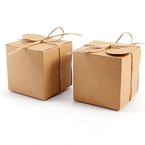 100pcs 7 x 7 x 7 cm Papel Kraft Etiquetas Shabby cuadrado dulce cajas de caramelos boda fiesta