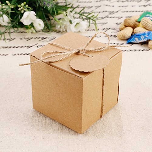 100pcs 7 x 7 x 7 cm Papel Kraft Etiquetas Shabby cuadrado dulce cajas de caramelos boda fiesta