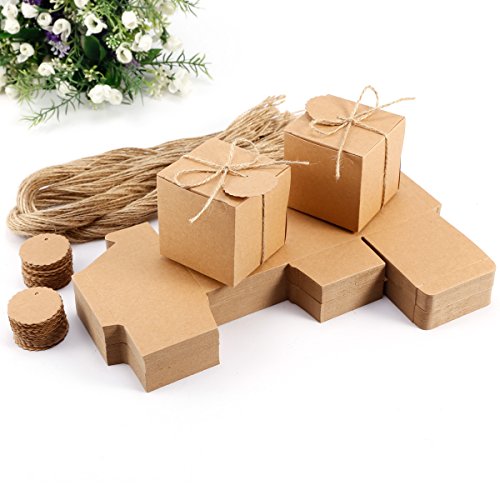 100pcs 7 x 7 x 7 cm Papel Kraft Etiquetas Shabby cuadrado dulce cajas de caramelos boda fiesta