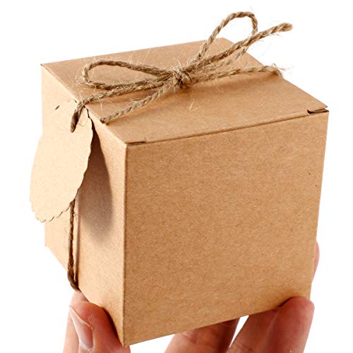 100pcs 7 x 7 x 7 cm Papel Kraft Etiquetas Shabby cuadrado dulce cajas de caramelos boda fiesta