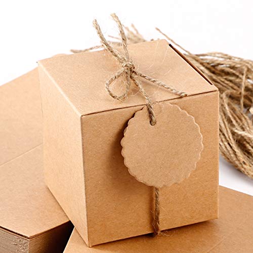 100pcs 7 x 7 x 7 cm Papel Kraft Etiquetas Shabby cuadrado dulce cajas de caramelos boda fiesta