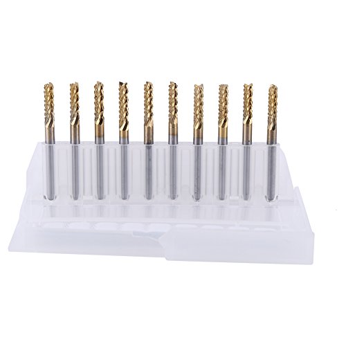 10pcs 3.175mm Fresa de carburo Molino de extremo Fresa de 1/8"Grabado de titanio PCB Fresa de corte Bit