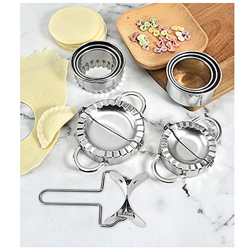 10PCS Dumpling Maker and Cutter Set,Juego de moldes de bolas de masa hervida fácil de acero inoxidable,Accesorios de cocina para hacer albóndigas chinas