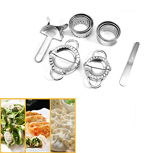 10PCS Dumpling Maker and Cutter Set,Juego de moldes de bolas de masa hervida fácil de acero inoxidable,Accesorios de cocina para hacer albóndigas chinas