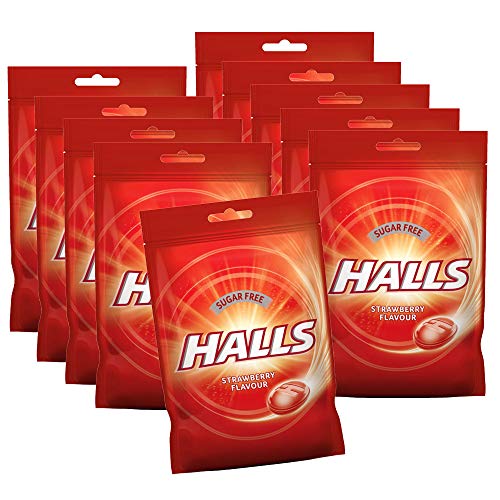 10pcs SET Halls Dulces Frescos Originales Fresa Sin Azúcar 65g / Fresa Fresca