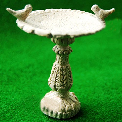 1:12 Fuente de Baño de Pájaro de Resina en Miniatura Decoración de Hada Jardín de Casa de Muñecas - Gris