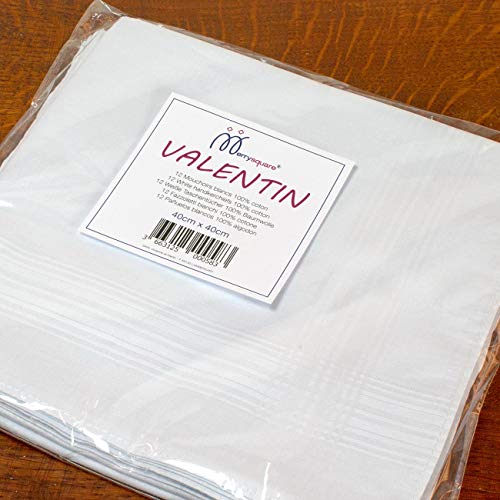 12 pañuelos blancos - Modelo "Valentin" - 40 centimetros