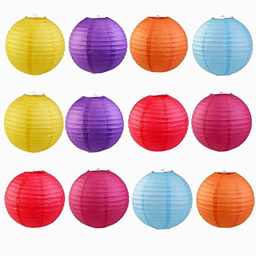 12 pcs colorido bordes redondeados Linternas de papel Decoración para Boda, Fiesta, Cumpleaños, Navidad, Halloween, Pascua, Diwali, Hogmanay, chino año nuevo etc