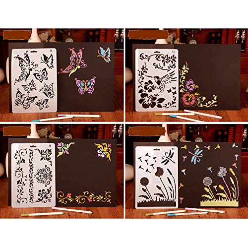 12 UNIDS Estilos Surtidos De Plástico Ahueca Hacia Fuera Mariposas Flor Dibujo Plantillas de Plantillas de Plantillas para el Diario Libro de Recuerdos Álbum de Fotos Letras de Cartas Tarjetas