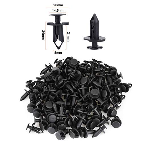 120Pcs Paragolpes de automóvil Clips de sujeción Remaches de plástico Cuerpo Pasador de presión Sujetadores de remache Sujetador Guardabarros Clip de pasador de empuje (8 mm)