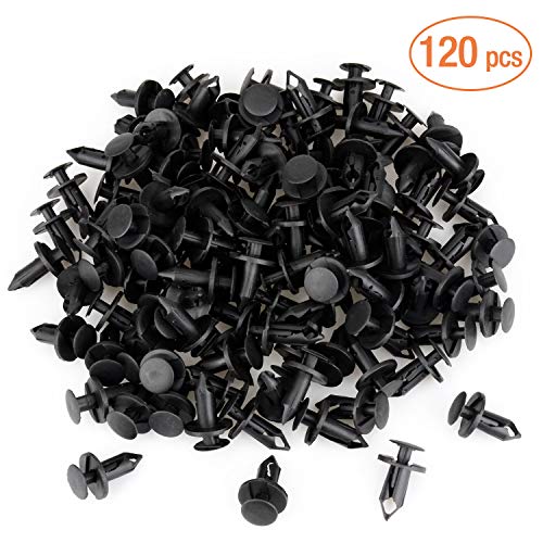 120Pcs Paragolpes de automóvil Clips de sujeción Remaches de plástico Cuerpo Pasador de presión Sujetadores de remache Sujetador Guardabarros Clip de pasador de empuje (8 mm)