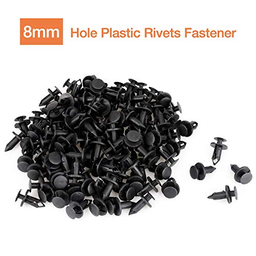 120Pcs Paragolpes de automóvil Clips de sujeción Remaches de plástico Cuerpo Pasador de presión Sujetadores de remache Sujetador Guardabarros Clip de pasador de empuje (8 mm)