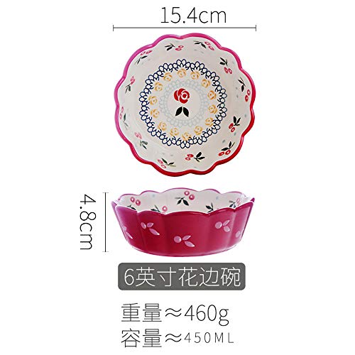 12LYN Ins Wind Bowl Lindo Tazón de Postre Único Comedor Creativo Bowl Cherry Bowl Buen Tazón Risotto Bowl Ensalada Bowl (Color : Red)