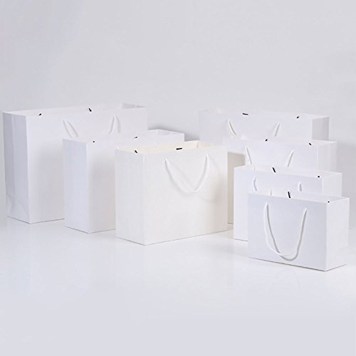 12pcs/lot de Lujo Blanco Papel Kraft bolsa de papel con asas de cuerda, Cruz versión, 22 x 18 x 10 cm, 27*21*8cm