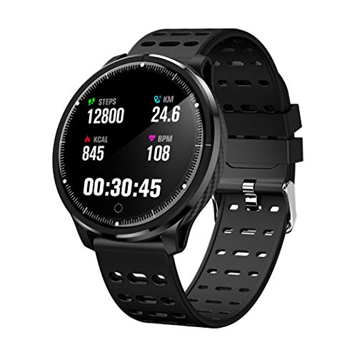 1.3 \Reloj Inteligente Redondo de Alta definición, Monitor de Fitness Ip68 Impermeable con Monitor de sueño Monitor de Ritmo cardíaco, Correr, Escalar y Escalar-A