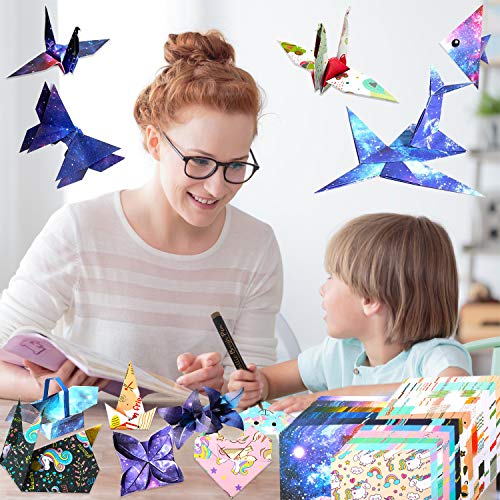 150 Papel de Origami, Cartulina de vívido Colores con Hermosos Estampados, Cuadrado Papel Plegable Doble Cara Papel papiroflexia para niños y Adultos, DIY Proyectos de Artes y Manualidades 15x15cm