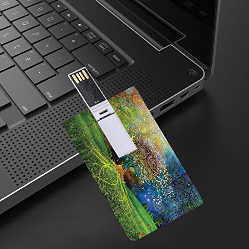 16 GB Unidades flash USB flash Étnico Forma de tarjeta de crédito bancaria Clave comercial U Disco de almacenamiento Memory Stick Árbol en el valle con equilibrio de rama en espiral en la Madre Tierra