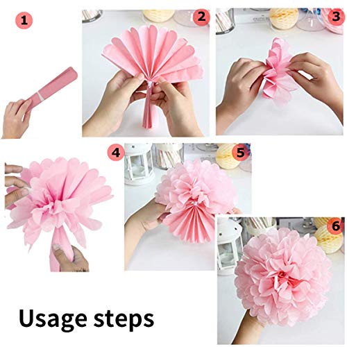 16 Piezas Pompones de Papel de Seda, Decoración de Fiesta Pompom Flores, Decoración de Boda y Cumpleaños Flores de Papel, Pequeño Papel Decorativo Bolas Alveolares, Papel para Colgar Bola Decoración