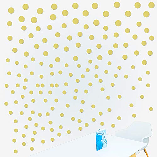 180pcs Pegatinas de Puntos Pared Vinilos Adhesivos Stickers Decorativos Pared Etiquetas Pared Decoración Salón Dormitorio Habitación de Niños Infantiles Dorado