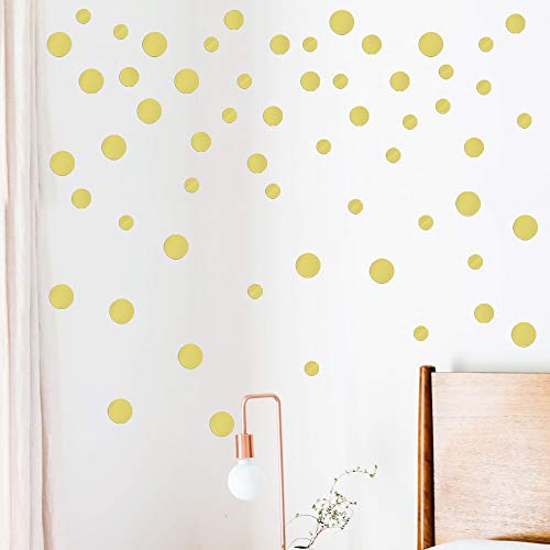 180pcs Pegatinas de Puntos Pared Vinilos Adhesivos Stickers Decorativos Pared Etiquetas Pared Decoración Salón Dormitorio Habitación de Niños Infantiles Dorado