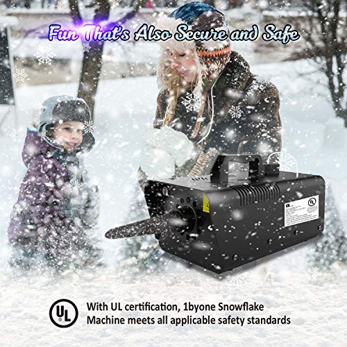 1byone Máquina de nieve de control remoto con cable 650w, gran máquina para niños, fiestas, desfiles, Solicitar Dj Disco House Party Stage Camping Field Halloween y Navidad Snowflakes Machine