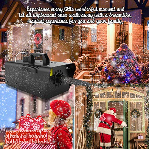 1byone Máquina de nieve de control remoto con cable 650w, gran máquina para niños, fiestas, desfiles, Solicitar Dj Disco House Party Stage Camping Field Halloween y Navidad Snowflakes Machine