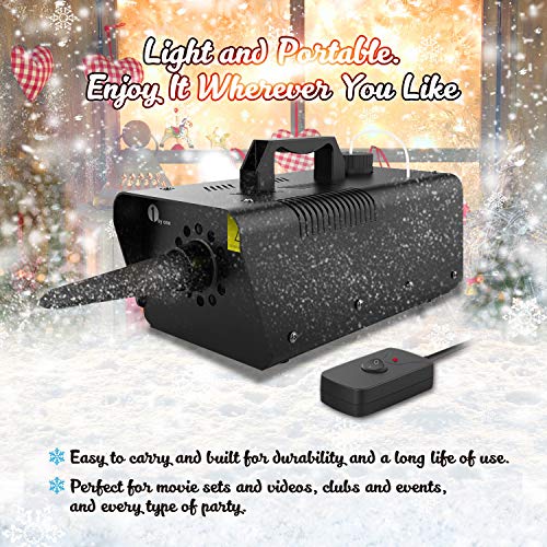 1byone Máquina de nieve de control remoto con cable 650w, gran máquina para niños, fiestas, desfiles, Solicitar Dj Disco House Party Stage Camping Field Halloween y Navidad Snowflakes Machine